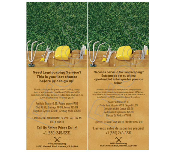 WM Landscaping sees success with Ellipsis Door Hangers in promoting services that were costly to promote online